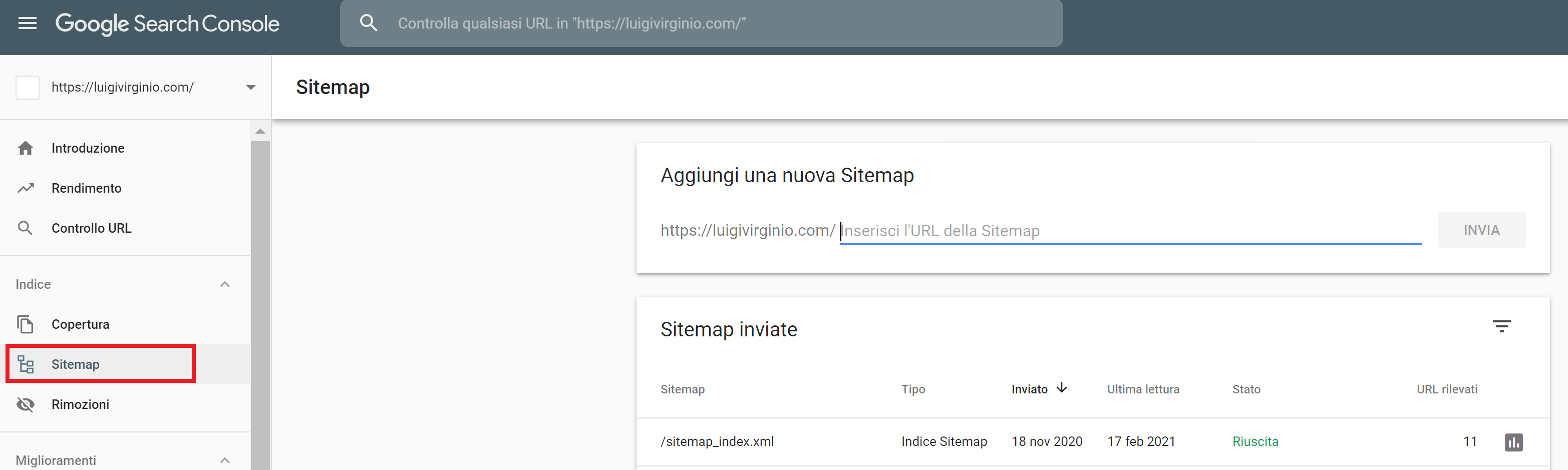 inviare una sitemap a Google